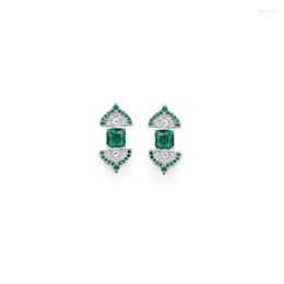 Stud Earrings 2023 Garden Design Luxury Emerald Green Diamond Setting Evening Wear Women's Engagement Wedding Party