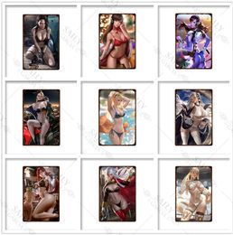 Cartoon Anime Metal Painting Sexy Girl Metal Posters Decor Metal Tin Sign Sexy Nude Game Girl Metal Wall Plates for Pub Bar Man Cave 30X20cm W03