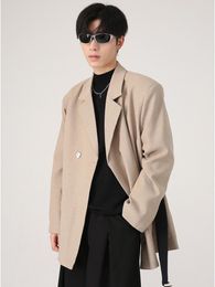 Men's Suits Autumn Men's Suit Coat Korean Loose Fashion Brand Design Shoulder Pad 2023 Solid Colour Long Sleeve Male Tops 2A6168