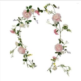 Decorative Flowers Artificial Plants Simulated Peony Rose Garden Bushes Fake Vine Home Shop Decoration Wall Decor Wedding Party