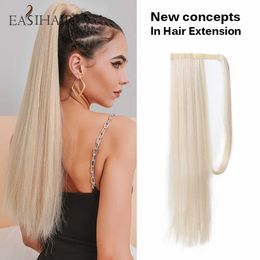 Synthetic Wigs Easihair Long Straight Wrap Around Clip in Ponytail Hair Synthetic Tail Fake Blonde False Afro Piece Wig 230227
