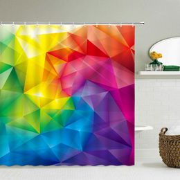Shower Curtains Geometric Pattern Polyester Fabric Home Decoration Bath Screens Waterproof Bathroom Colourful Curtain
