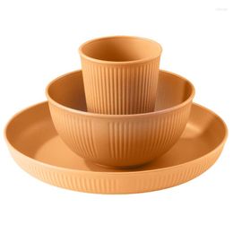 Plates Inyahome Wheat Straw Dinnerware Pcs Of 3 Plate Cup And Bowl Reusable Unbreakable Set For Kids Adults Dorm Picnic