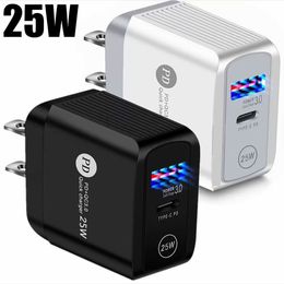 25W 20W 18W Fast Quick Chargers Usb C Dual Ports PD Wall Charger Type c Power Plugs Adapters For IPhone 12 13 14 15 Pro Max Samsung htc