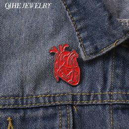 Red Heart Enamel Pin Body Organ Brooch Badge Love Metal Sweater Hat Lapel Clothes Jewellery Men Women Gift Accessories Wholesale