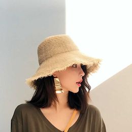 Wide Brim Hats Women's Fashion Hat Wide Brim Beach Sun Hat with Fashion Solid Colour Sun Hat Straw Hat Women's Sun Bucket Hat G230227