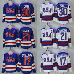 30 Jim Craig 21 Mike Eruzione 17 Jack OCallahan 1980 USA Hockey Jersey Movie Jerseys Stitched Fast Men Women Kids