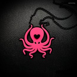 Pendant Necklaces Pink Octopus For Women Choker Chain Acrylic Hip Hop Necklace Night Club Jewelry