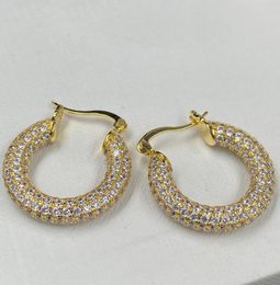 Simple Fashion Hoop Earrings aretes orecchini Women Designer Crystal Circle Dangle Eardrops Earring Have Stamp With Box