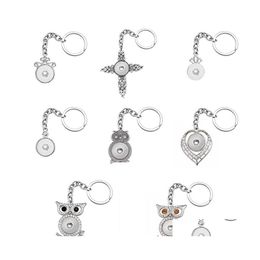car dvr Keychains Lanyards Noosa Fashion Heart Round Owl Crystal Rhinestone Snap Key Chains Fit 18Mm Buttons Keyrings Drop Delivery Accesso Dh3E6
