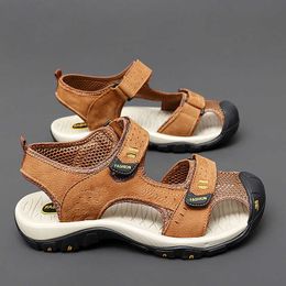 Slippers CYYTL Men Sandals Summer Casual Beach Shoes Male Outdoor Hiking Slippers Sport Leather Non-Slip Designer Luxury Flat Plus Size Y2302