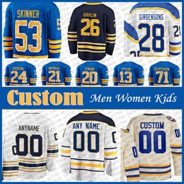 53 Jeff Skinner Kyle Okposo Custom Men Women Kid Hockey Jersey Rasmus Dahlin Zemgus Girgensons Tage Thompson Dylan Cozens Mark Jankowski Victor Olofsson Jack Eichel