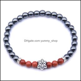 Beaded Xuebao Alloy Black Gallstone Natural Gemstone Bead Bracelet 6Mm Manual Elastic Uni Jewellery Magnetic Therapy Drop Delivery Brac Dh4On