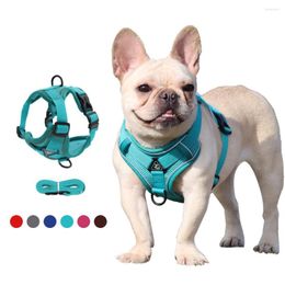 Dog Collars 2023 Pet Reflective Nylon Harness No Pull Adjustable Medium Large Naughty Vest Safety Vehicular Lead Walking Running