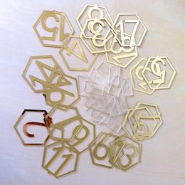 Party Decoration 1-20 Signs Hexagon Table Numbers Base For Wedding Birthday Decor Acrylic Number Gold/Silver