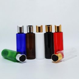 Storage Bottles 1pcs 100ml Empty Black White Brown Shampoo Plastic Containers With Gold Collar Disc Tap Cap 100cc Sample Liquid Soap PET