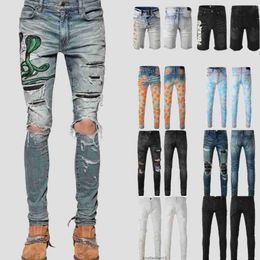 2023 mens jeans Patchwork Stars Pattern Desig Pants Long Hippop Sticker Embroidery Slim Denim Straight