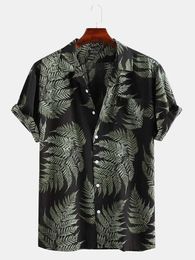 Men's Casual Shirts Men Clothing 2022 Summer New Men's Shirts Casual Loose Beachwear Maple Leaf Print Shortsleeved Shirts Camisas Para Hombre Z0224