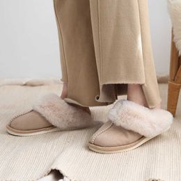 Slippers Winter Indoor Women Fur Slippers Luxury Faux Suede Upper Bedroom Couples Warm Plush Shoes House Simple Ladies Fluffy Slippers Z0215