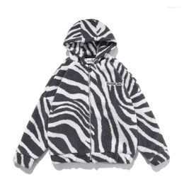 Men's Down High Street Zebra Print Lamb Casual Hooded Winter Coat Men And Women Thick Windbreaker Oversize Wadded Jacket Loose Parkas