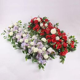 Decorative Flowers 50CM DIY Wedding Iron Arch Backdrop Silk Peonie Rose Flower Wall Arrangement Supplies Artificial Row Decor