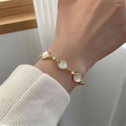 Link Bracelets Chain Fashion Opal Love Heart Charm Bracelet For Women Wedding Party 2023 Korean Trendy Punk Jewellery Bijoux Femmesl558Link