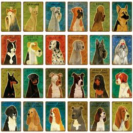 Pet Dog Painting Metal Poster Funny Cartoon Animal Wall Sticker For Pub Bar Club Home Kids Room Decor Vintage Art Tin Signs 20x30cm Woo