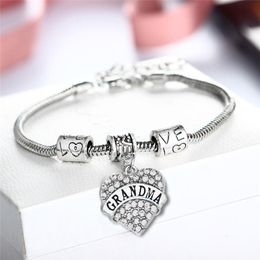 Classic Diamond Love Heart Bracelet Crystal Mom Aunt Daughter Grandma Believe Hope friends charm Bracelets women children Fashion jewelry