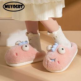 Slippers Cute Animal Slipper For Women Fashion Kawaii Fluffy Winter Warm Slipper Couples Cartoon Milk Cow House Slides Furry Funny Shoes Z0215