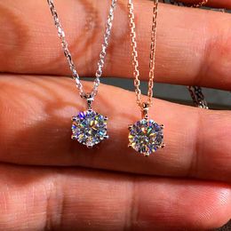 Pendant Necklaces 2023 Luxury Shine Crystal Necklace For Women Simple Six Claw Cubic Zirconia Rose Sweet Colour Fashion Jewellery Gifts