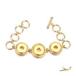 car dvr Charm Bracelets Antique Sier Alloy Noosa Three Snap Button Charms Bracelet Fit 18Mm Snaps Buttons Jewelry For Women Men Drop Delivery Dhpqb