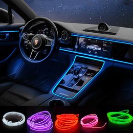 Decorations Universal Interior Lighting Strip Car Decoration With USB Auto Atmosphere Lamp DIY EL Cold Light LED Ambient Lights R230228