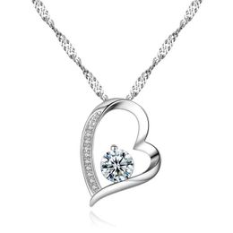 Pendant Necklaces Classic Heart-Shaped Women's Necklace With Round Clear Austrian Crystal Wedding Accessories For Bride BridesmaidsPenda