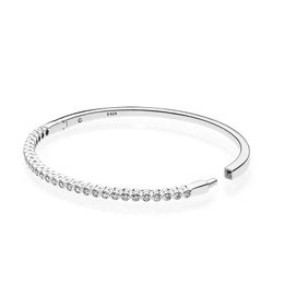 Twinkling Forever Bangle Bracelet for Pandora 925 Sterling Silver Wedding Jewelry For Women Girlfriend Gift CZ Diamond designer Bracelets with Original Box Set