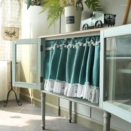 Curtain Malachite Green Embroidery Lace Patchwork Linen Half Valance For Cabinet Door Valances Kitchen Window