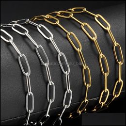 Chains Hip Hop Stainless Steel 3.5Mm 4.0Mm Rec Chain Womens Choker Necklace For Men Hiphop Jewelry Gift Drop Delivery Necklaces Penda Dhfst