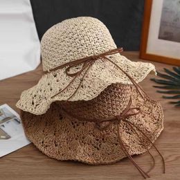 Wide Brim Hats Simple Girl Sun Hat Wide Brim Floppy Summer Hats for Women Beach Panama Straw Bucket Hat Shade Hat Women Hats G230227