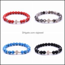 Beaded Natural Stone Bracelet Men And Women Cross Creative New Products Drop Delivery Jewelry Bracelets Dhnw2