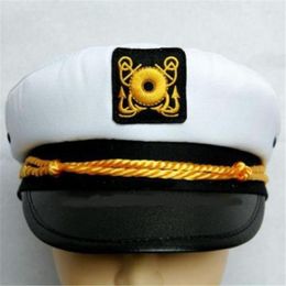 Berets Adult Yacht Boat Ship Sailor Captain Costume Hat Cap Navy Marine Admiral Embroidered Captain's (White)