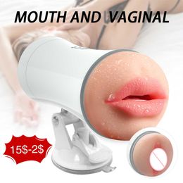 Masturbators Masturbator for Men Automatic Dual Channel Hand Free Male Masturbation Cup Sucking Male Machine Oral Vaginal AdultToys for Men L230228