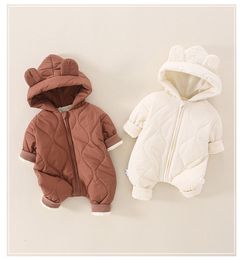 Jumpsuits Winter Baby Clothes Overalls born Hooded Rompers Bear Suit Cotton Thickening Boys Girls Outdoor Clothing 230228