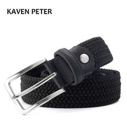 Belts Hot Sales Men Woven Elastic Black Belt High Quality Belt Strap Black Color 138" or 35mm Wide Stretchy Waist Belt FreeShipping Z0228