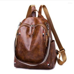 School Bags 2023 Large Capacity Pu Backpack Japanese Style Leisure College Female Leather Bagpack High Quality Women Travel Rucksack