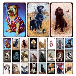 Dog Rules Plaque Metal Painting Vintage Wall Art Metal Poster Bar Kitchen Home Decor Metal Plate Decal Cartoon Animals Pet Metal Sign 30X20cm W03