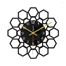 Wall Clocks 11.8 Inch Geometric Honeycomb Acrylic Mirror Clock DIY Quartz Watch For Living Room Home Decor