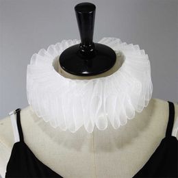 Neck Ties Retro Victorian Court Ruffled Lace Fake Collar Mediaeval Renaissance Drama Stage Style Clown Neck Ruff Tulle Choker Cosplay Prop J230227