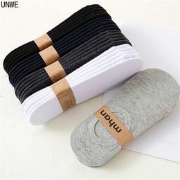 Men's Socks 10 pieces 5 pairs Invisible Men Socks Cotton Summer Sports Sile Antiskid Men Socks Solid Boat Socks Z0227