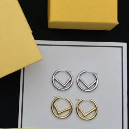 Weibliche Ohrringe, Designer-Gold-Creolen, Luxusmarke, Buchstaben-Design, Diamant-Ohrringe, F-Ohrringe, Damen-Party mit Valentinstagsgeschenken