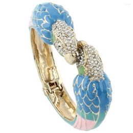 Bangle Parrot Women Enamel Animal Bracelet Gold Color Jewelry Korean Fashion Kpop Femme Pulseras Mujer Party Halloween