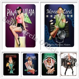 Sexy Girl Vintage Signs Metal Tin Sign Pin Up Girls Man Cave Pub Bar Sign Fashion Home Decor Metal Wall Art Plaques Posters 30X20cm W03